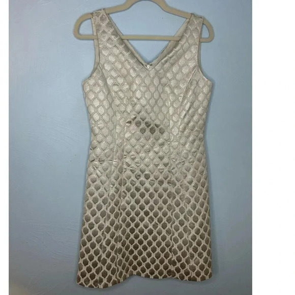 Cremieux Metallic Silver Sleeveless Dress Size 6 Textured Pattern Shift Wedding - Picture 1 of 6